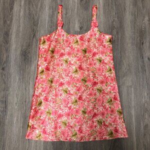 Vintage Y2K Pink Floral Coquette Slip Dress Women's Size Small Bows Delicate 90s